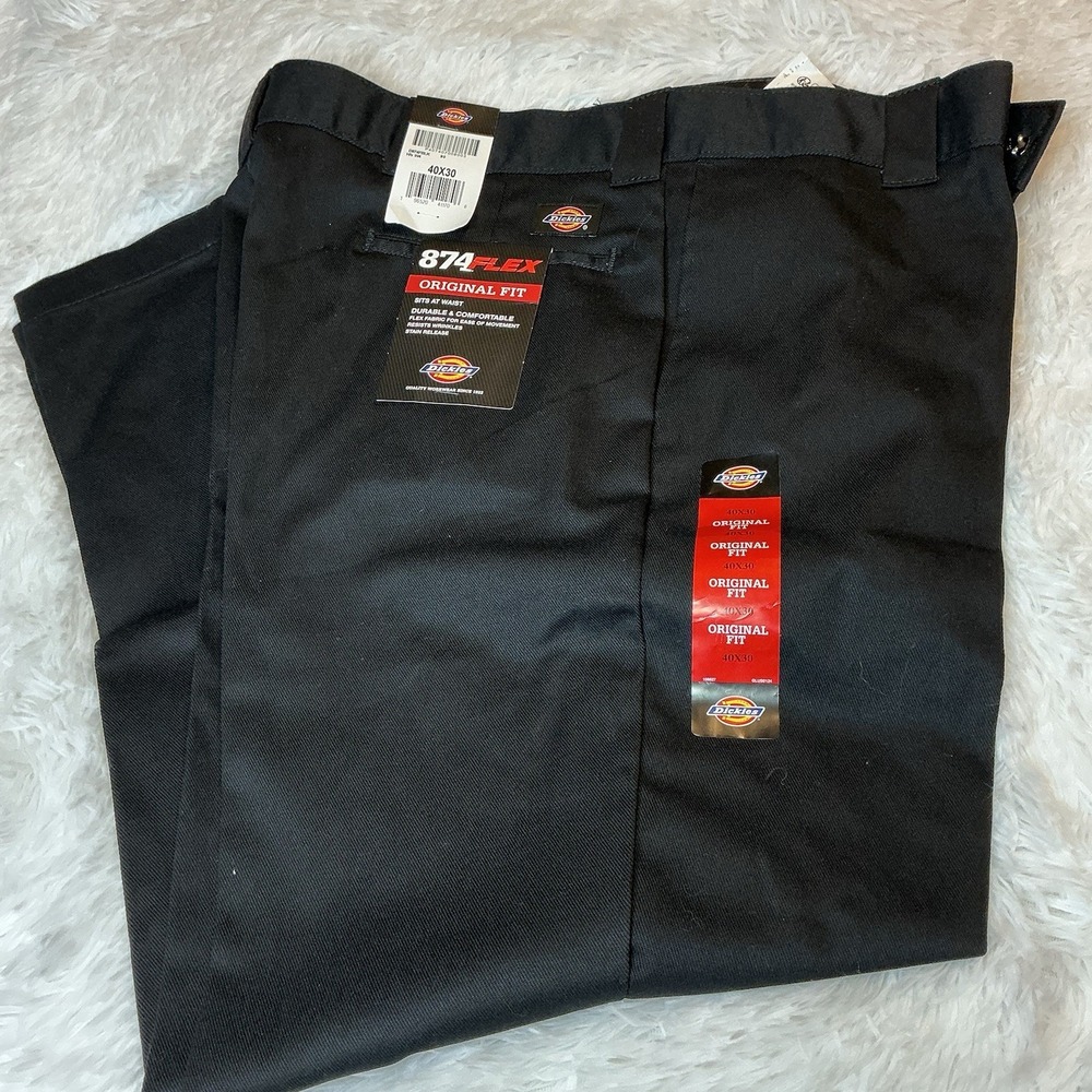 Dickies Men's 40 X 30 874 Flex Original Fit Black Workwear bootcut Pants NEW